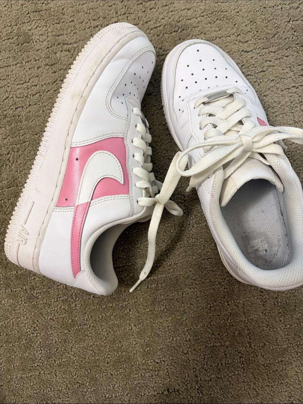 Custom Adidas White and Pink Athletic Sneakers